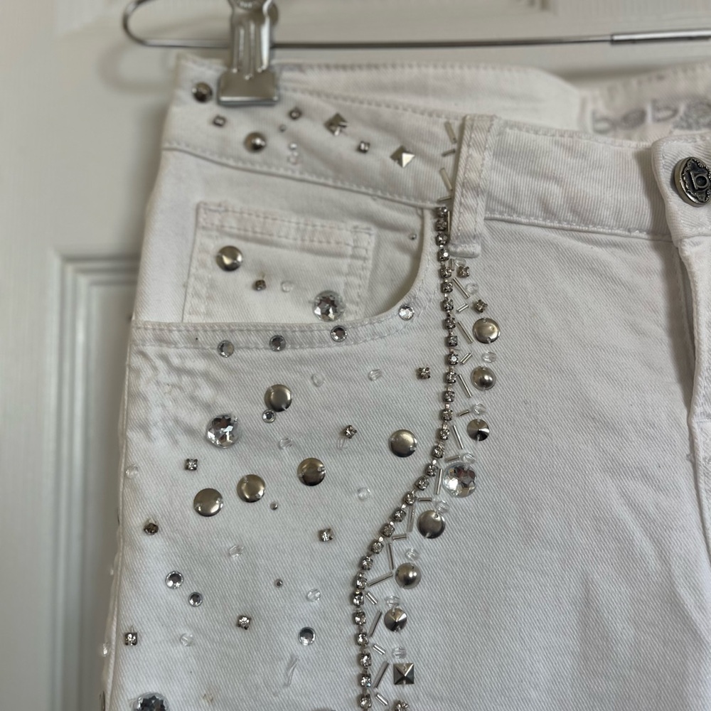 Bebe skinny rings tones jeans White Embellished Denim - Picture 7 of 10